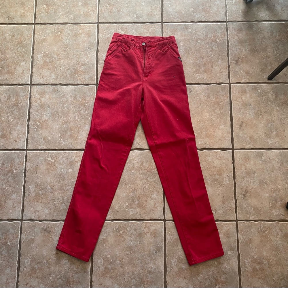 High Waisted Red Jeans